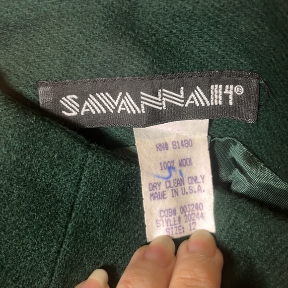 Savannah Vintage 100% Wool Lined Emerald Green Zip Pencil Skirt Sz 12 - Picture 4 of 9